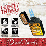 WHOLESALE COUNTRY DUAL TORCH LIGHTER 15 PIECES PER DISPLAY 22196