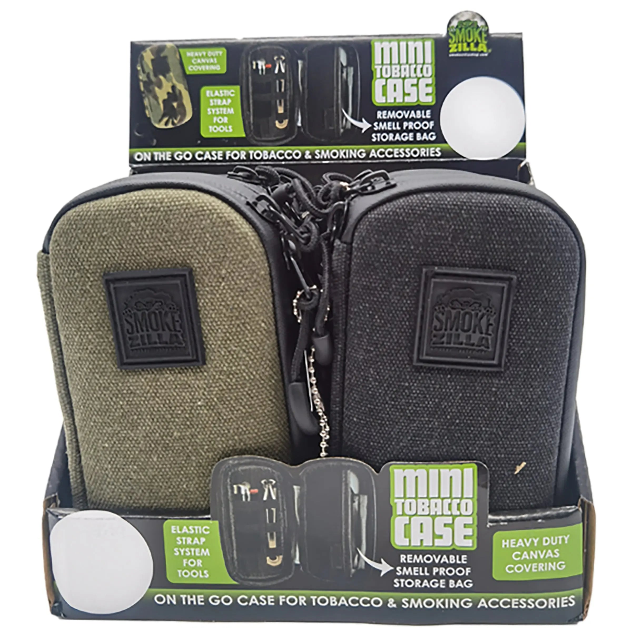 Canvas Tobacco Mini Case with Zipper - 6 Pieces Per Retail Ready Display 22279 SMOKEZILLA