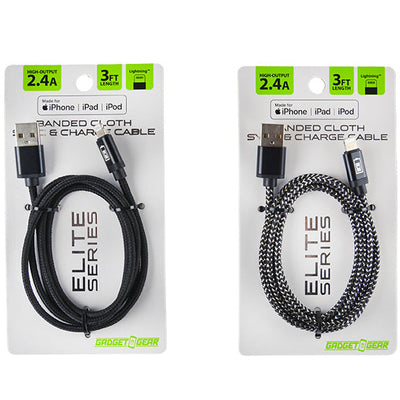 ITEM NUMBER 022319 3FT ELITE II BANDED USB-TO-LIGHTNING CABLE 3 PIECES PER PACK