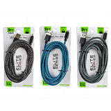 WHOLESALE ELITE II 9FT USB-TO-LIGHTNING CLOTH CABLE 3 PIECES PER PACK 22320