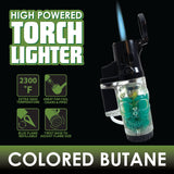 Colored Butane Molded Torch Lighter- 12 Pieces Per Retail Ready Display 22383