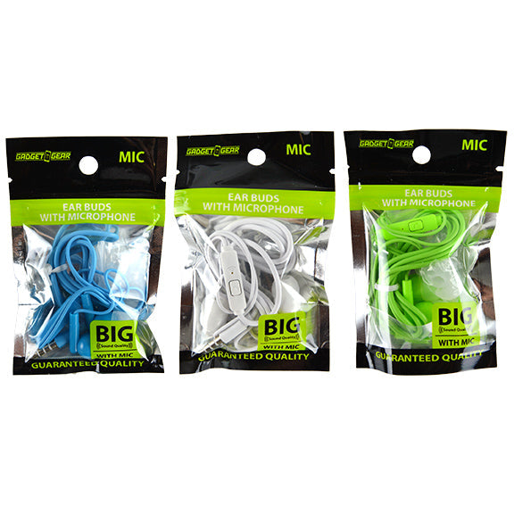 ITEM NUMBER 022450 BAG NEON EARBUDS MIC 3 PIECES PER PACK