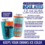 Neoprene Slim Can Cooler Coozie with Cigarette Pouch- 6 Pieces Per Retail Ready Display 22469