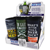 Neoprene 24 oz Can & Bottle Cooler Coozie- 6 Pieces Per Retail Ready Display 22476