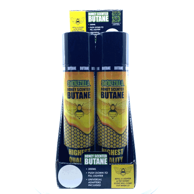 ITEM NUMBER 022549 SMOKEZILLA SCENTED 300ML BUTANE HONEY 6 PIECES PER DISPLAY