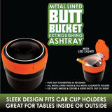 Metal Lined Butt Bucket Ashtray with LED Light- 6 Per Retail Ready Wholesale Display 22594