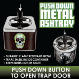 Push Down Metal Ashtray- 6 Per Retail Ready Wholesale Display 22639