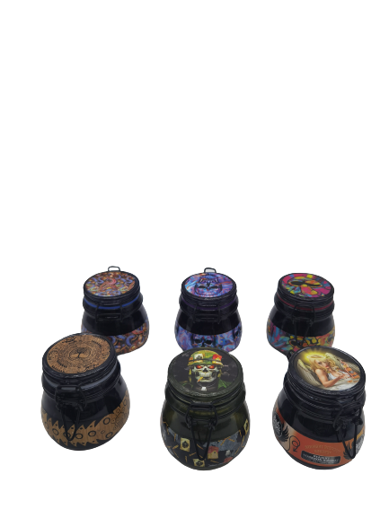 ITEM NUMBER 022679 GLASS CLASP JAR 6 PIECES PER DISPLAY