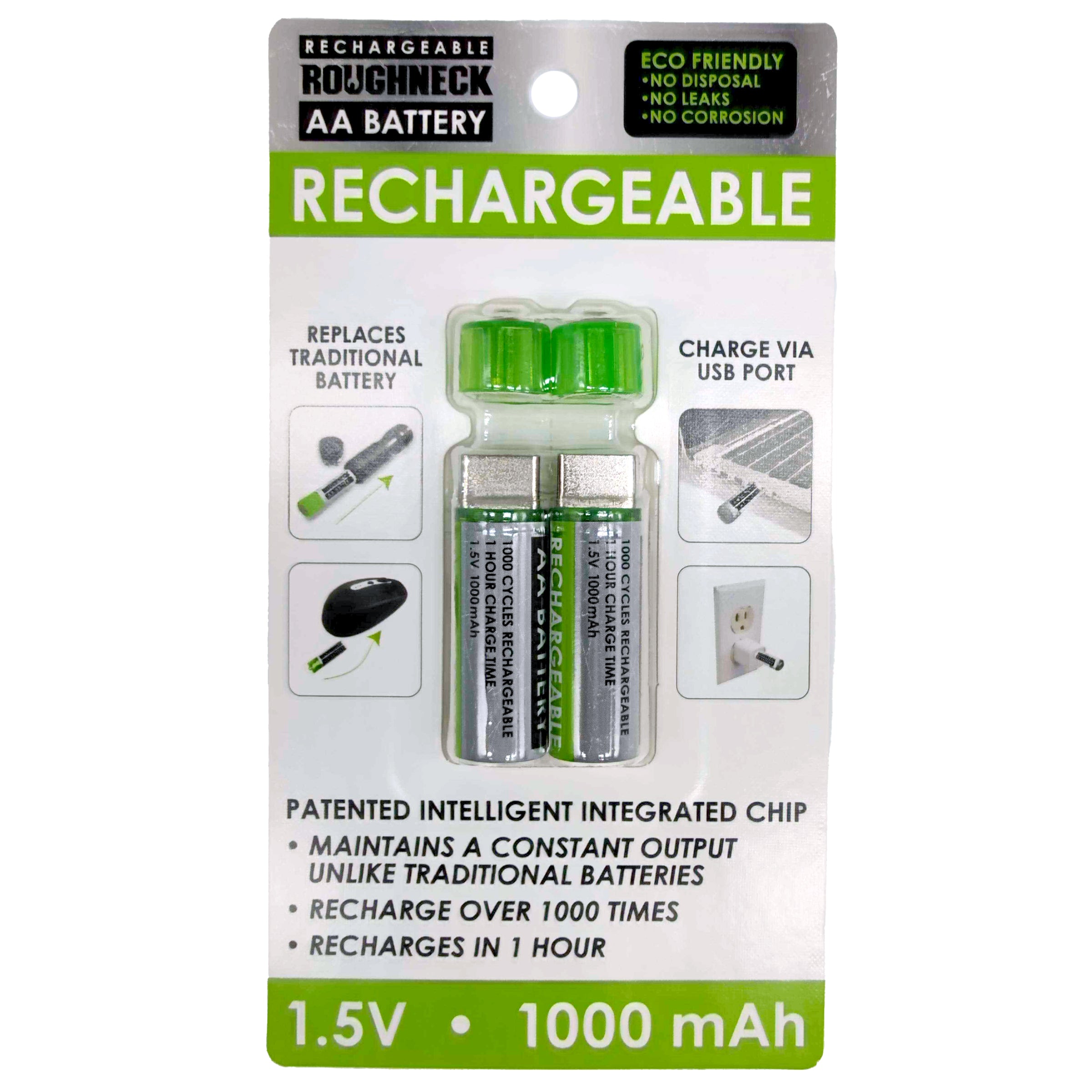 WHOLESALE ROUGHNECK RECHARGEABLE AA BATTERY 12 PIECES PER DISPLAY 2270 –  NOVELTY INC WHOLESALE