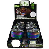 Metal 4 Piece Rainbow Grinder with Crank - 6 Pieces Per Retail Ready Display 22703
