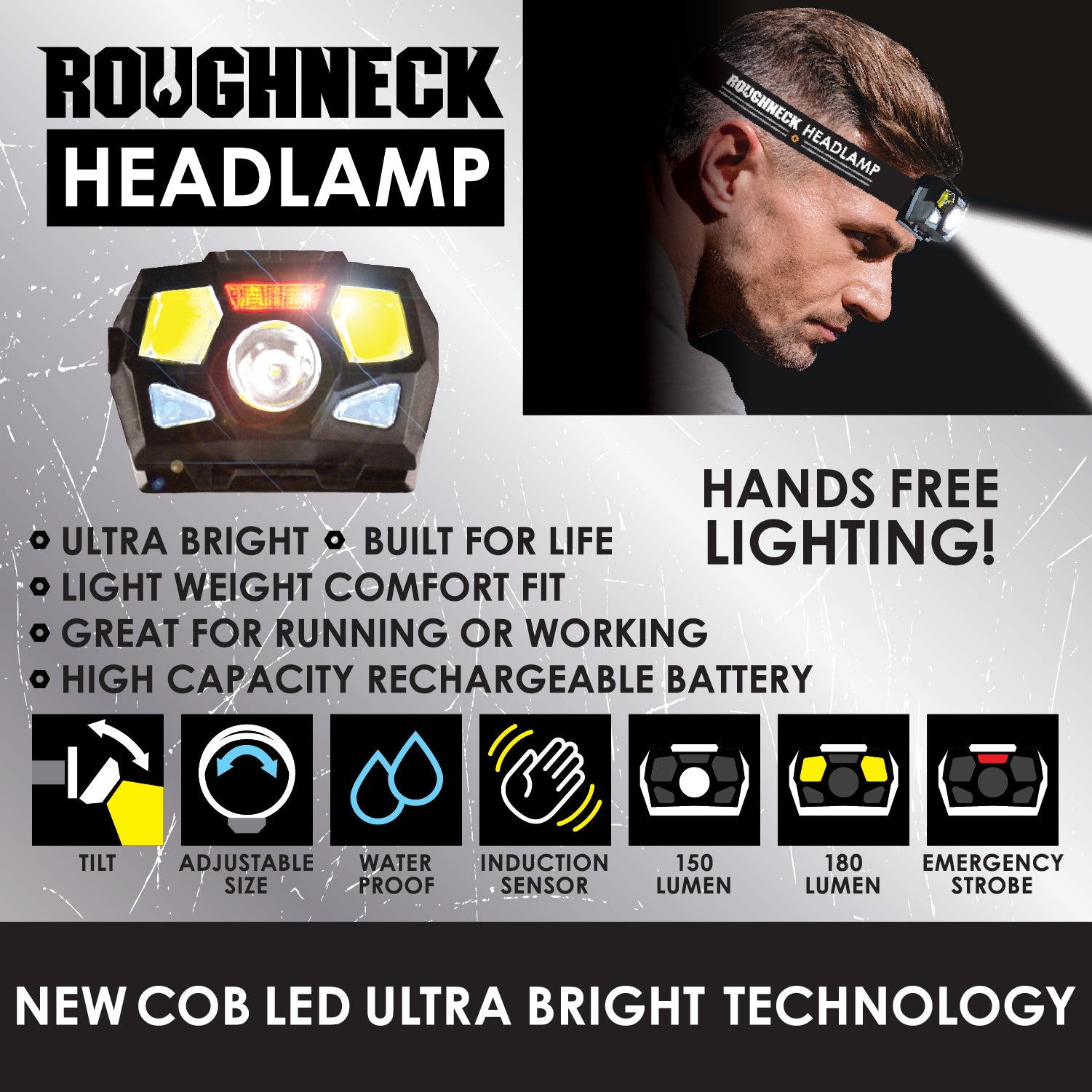 Roughneck Item Number 022801 Head COB Light Band 6 Pieces per Display