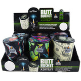 Full Printed Butt Bucket Ashtray with LED Light in Assorted Designs- 6 Per Retail Ready Wholesale Display 22842