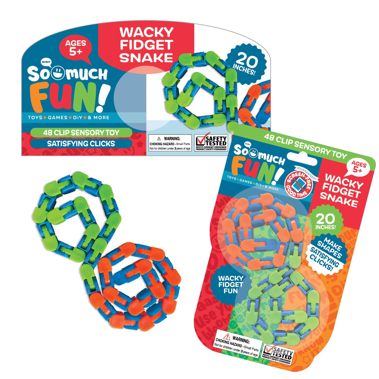ITEM NUMBER 022937 FIDGET SNAKE - 48 CLIPS 24 PIECES PER PACK