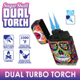Sugar Skull Dual Torch Lighter- 15 Pieces Per Retail Ready Display 23016