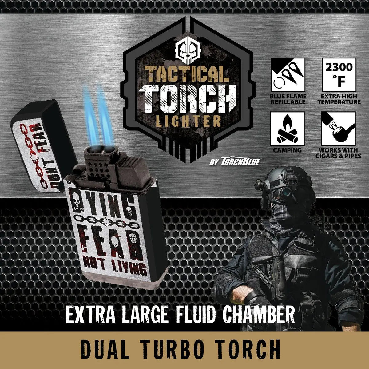 Patriotic Tac Gear Dual Torch Lighter - 15 Pieces Per Retail Ready Display 23083 TAC GEAR
