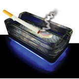 Glass Ashtray with LED Light Design- 6 Pieces Per Retail Ready Display 23103