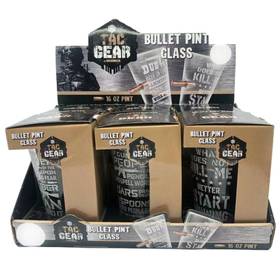 ITEM NUMBER 023151 TAC GEAR BULLET PINT GLASS 6 PIECES PER DISPLAY