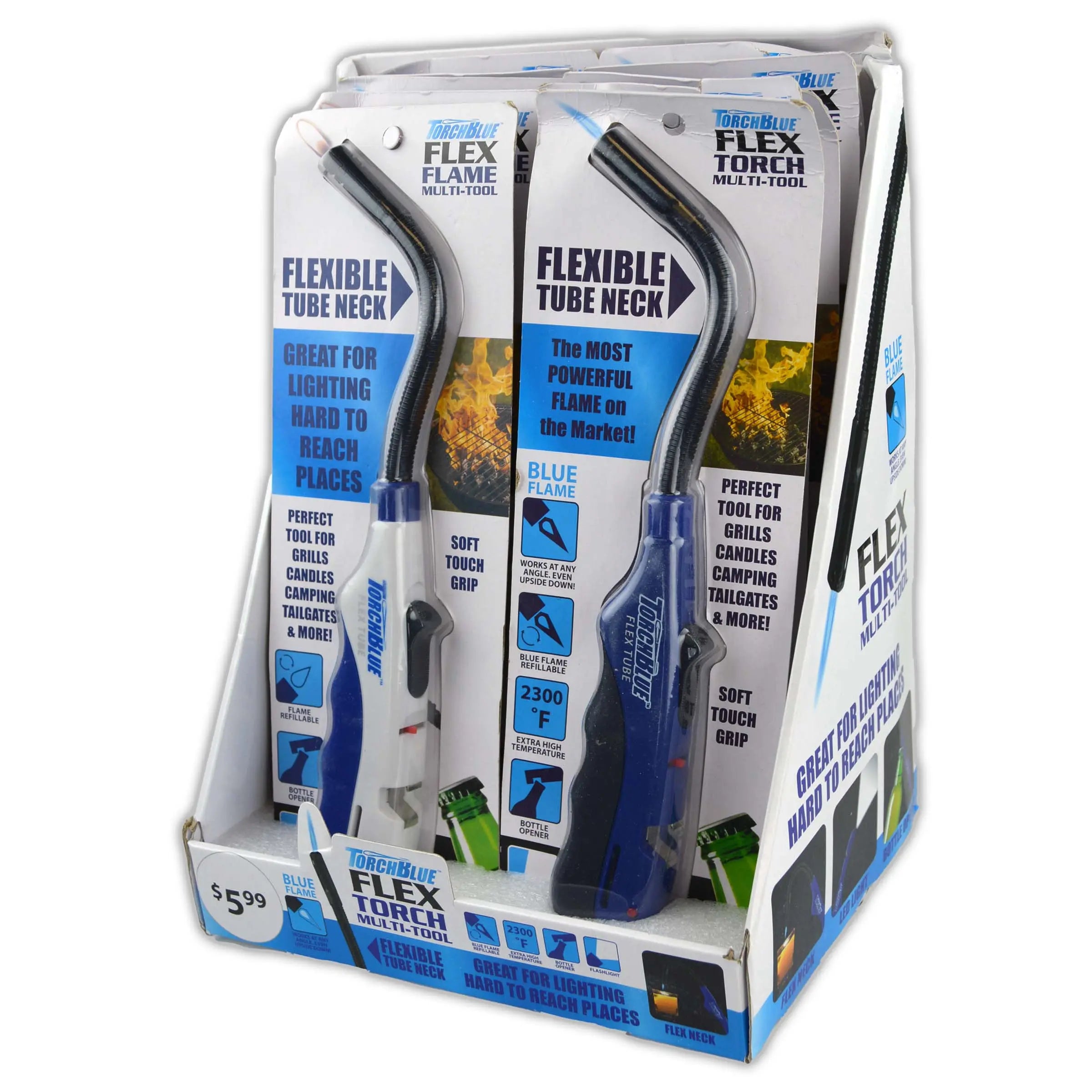 Utility Torch Flexible Head Lighter with Bottle Opener - 10 Pieces Per Retail Ready Display 23200 TORCH BLUE