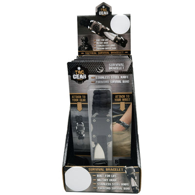 ITEM NUMBER 023245 TAC GEAR PARACORD SURVIVAL BRACELET KNIFE 6 PIECES PER DISPLAY