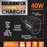 Car Charger Dual Port USB / USB-C 40 Watts- 6 Pieces Per Retail Ready Display 23247