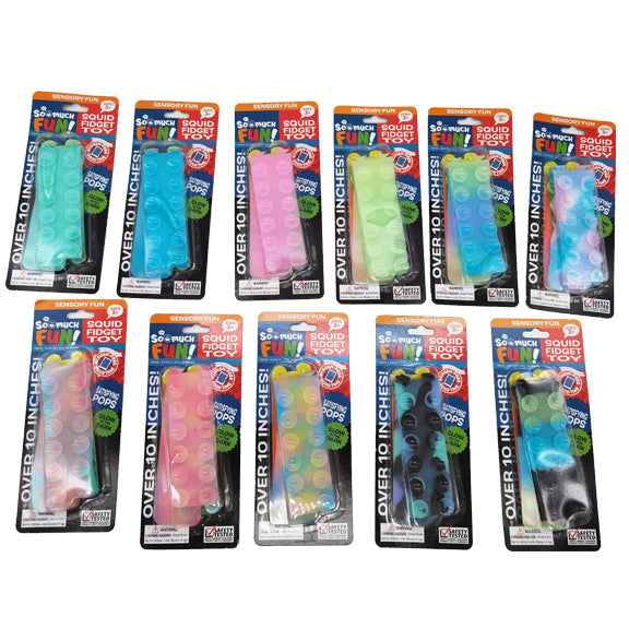 ITEM NUMBER 023264 SENSORY SQUID FIDGET FUN TOY 24 PIECES PER DISPLAY