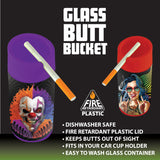 Full Print Glass Butt Bucket Ashtray with Assorted Designs- 6 Per Retail Ready Wholesale Display 23291