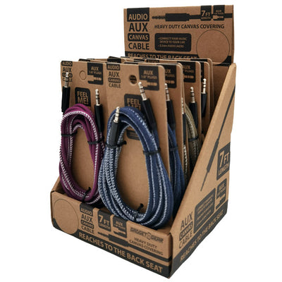 ITEM NUMBER 023496 7FT AUX CANVAS CABLE 12 PIECES PER DISPLAY
