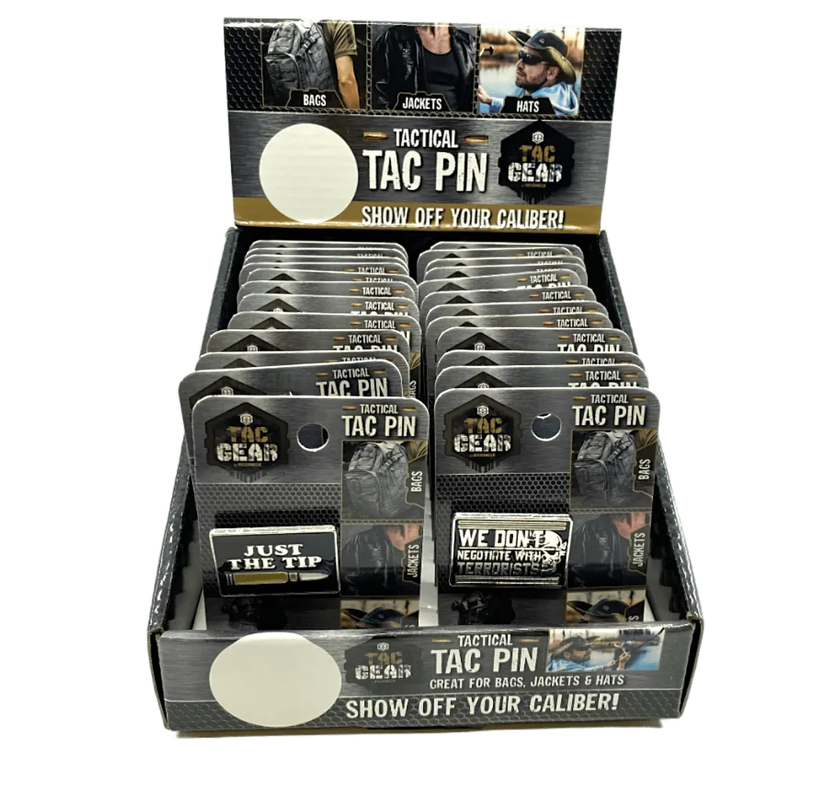 Patriotic Enamel Tac Gear Pin - 24 Pieces Per Retail Ready Display 23502 - NOVELTY INC WHOLESALE