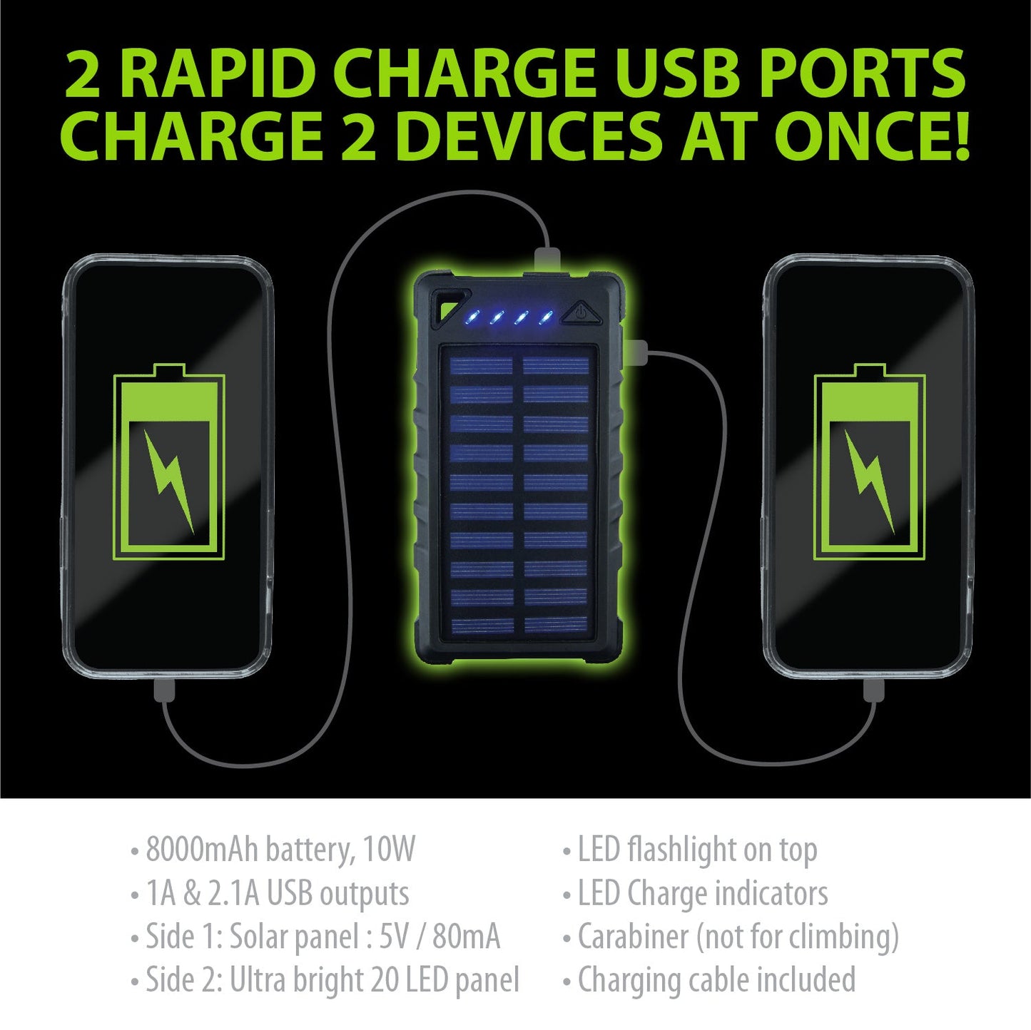 ITEM NUMBER 023517 LED SOLAR POWER BANK 4 PIECES PER DISPLAY