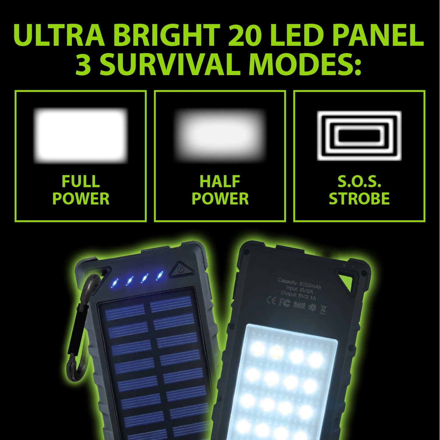 ITEM NUMBER 023517 LED SOLAR POWER BANK 4 PIECES PER DISPLAY