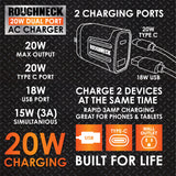 AC Wall Charger Dual Port USB / USB-C 20 Watts- 6 Pieces Per Retail Ready Display 23689