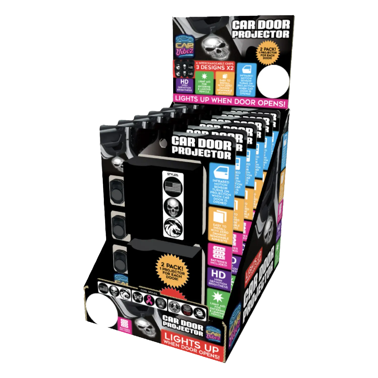 Car Door Light Projector with Assorted Designs - 6 Pieces Per Car Door Light Projector with Assorted Designs - 6 Pieces Per