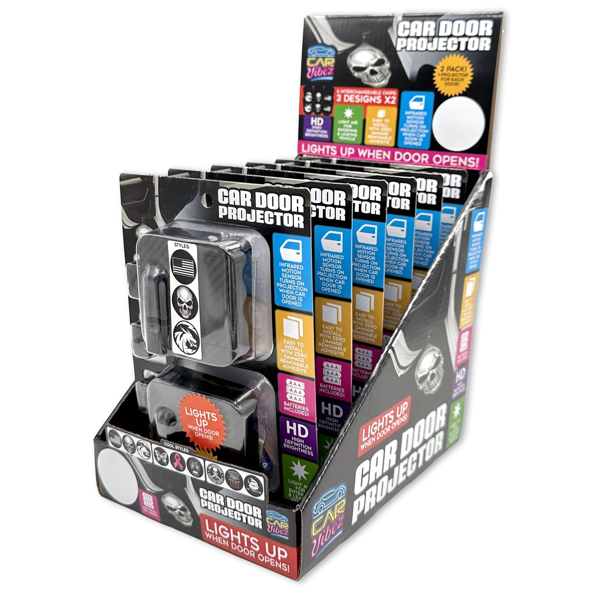 Car Door Light Projector with Assorted Designs - 6 Pieces Per