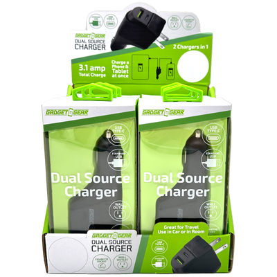ITEM NUMBER 023708 USB AND USB-C WALL / CAR DUAL CHARGER 6 PIECES PER DISPLAY