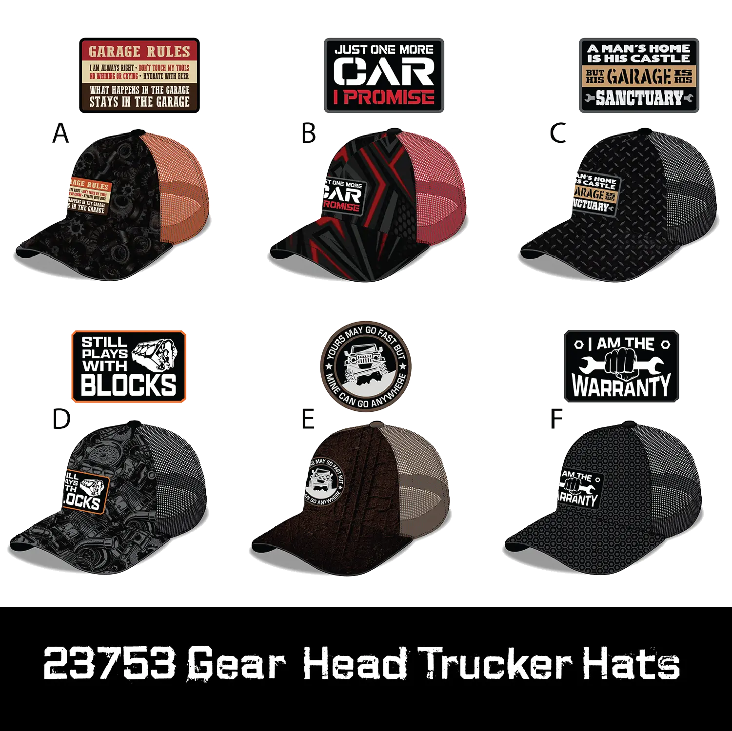 gear cap Mechanic Trucker Hat Gear Head Ball Caps