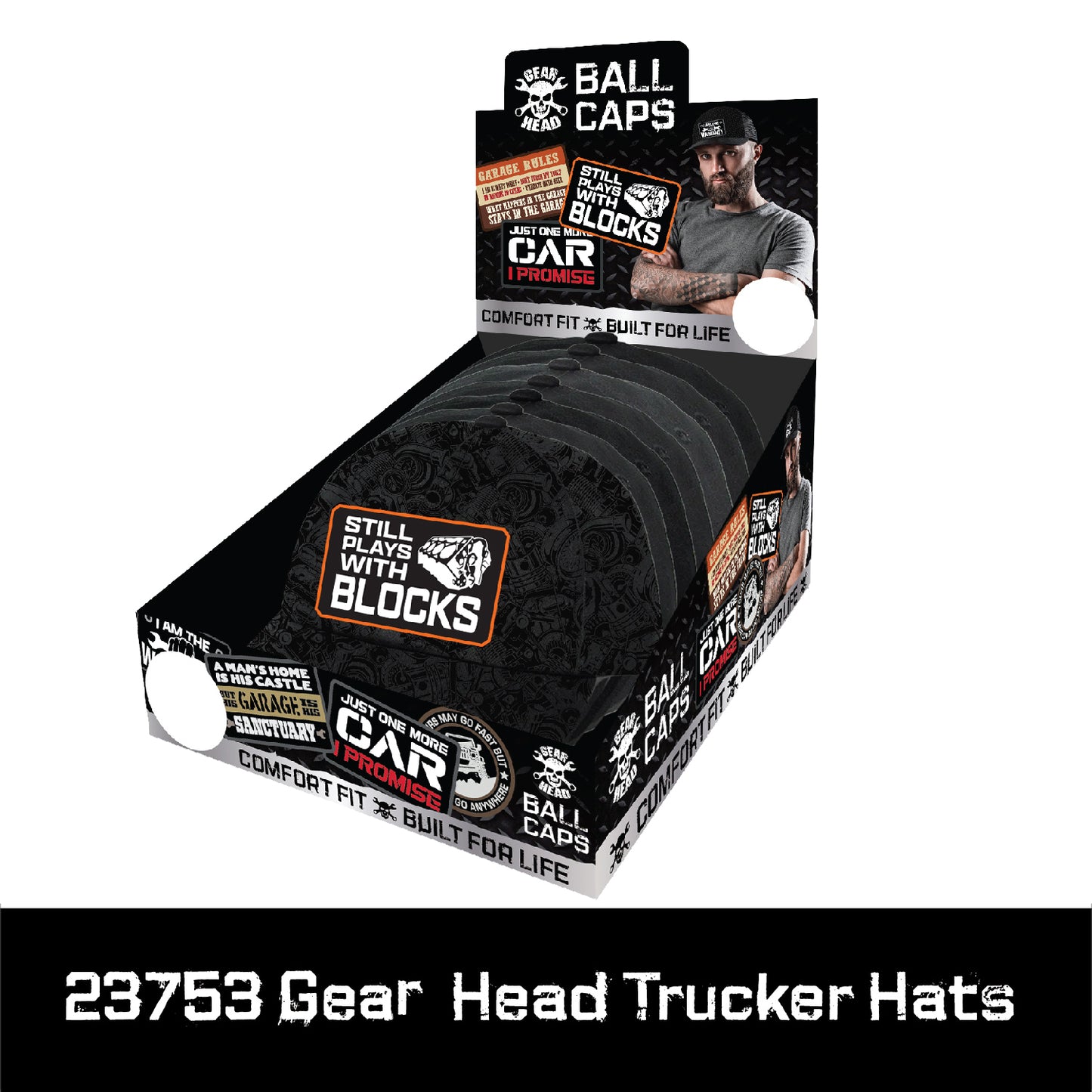 ITEM NUMBER 023753 GEAR HEAD TRUCKER HATS 6 PIECES PER DISPLAY