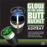 Glow In The Dark Printed Lid Butt Bucket Ashtray with LED Light- 6 Per Retail Ready Wholesale Display 23786