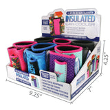 Neoprene Can & Bottle Cooler Coozie with Cigarette Pouch- 6 Pieces Per Retail Ready 24062