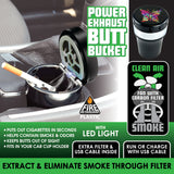 Printed Lid Butt Bucket Ashtray with Power Exhaust Fan- 6 Per Retail Ready Wholesale Display 24394