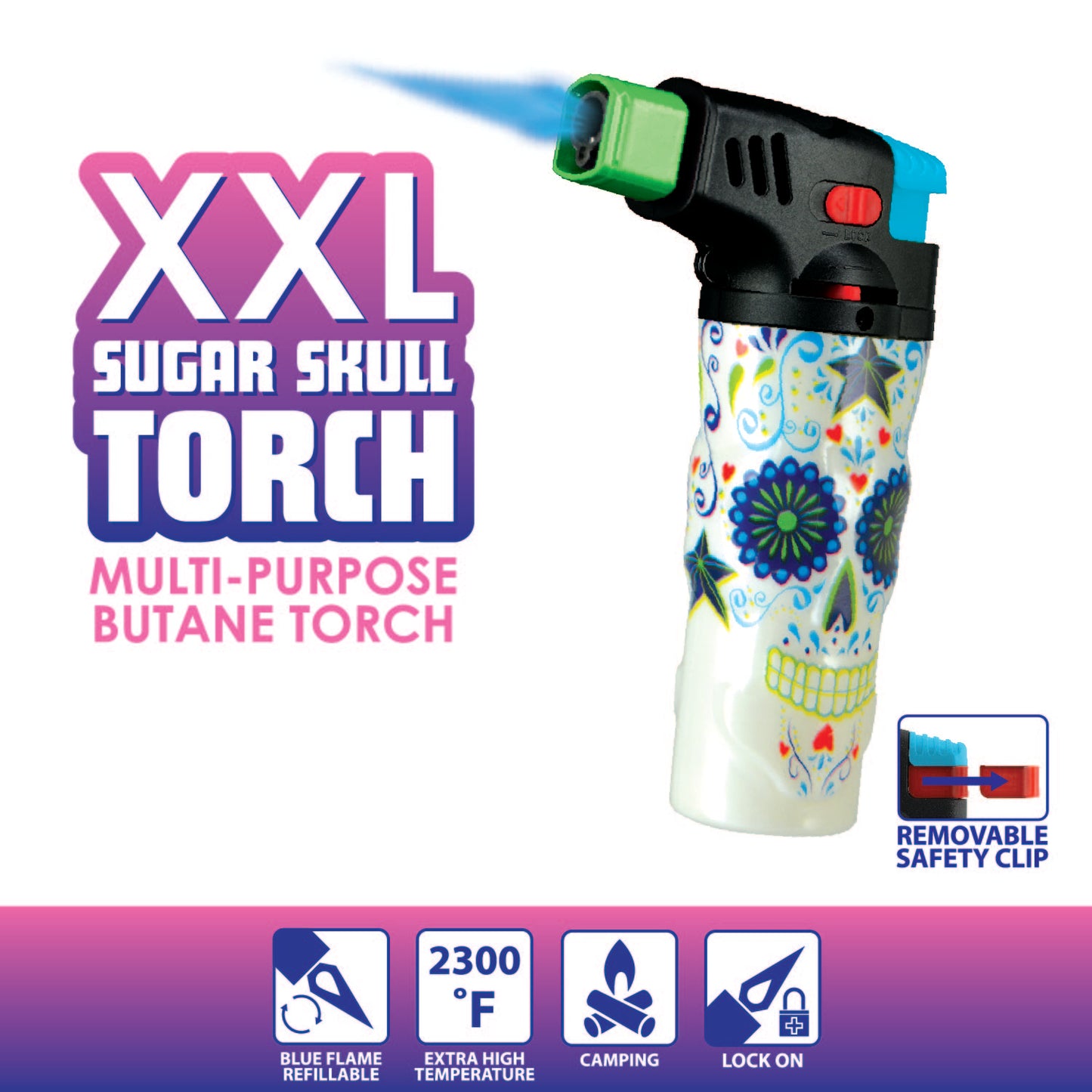 ITEM NUMBER 024622 MOLDED SKULL XXL TORCH 12 PIECES PER DISPLAY