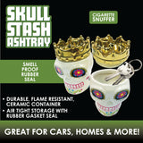 Ceramic Skull Ash Tray & Stash Jar- 6 Pieces Per Retail Ready Display 24993