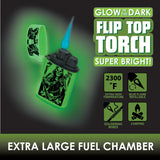 Glow In The Dark Flip Top Torch Lighter- 15 Pieces Per Retail Ready Display 22678