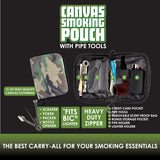 Canvas Smoking Pouch with Zipper- 6 Pieces Per Retail Ready Display 26016
