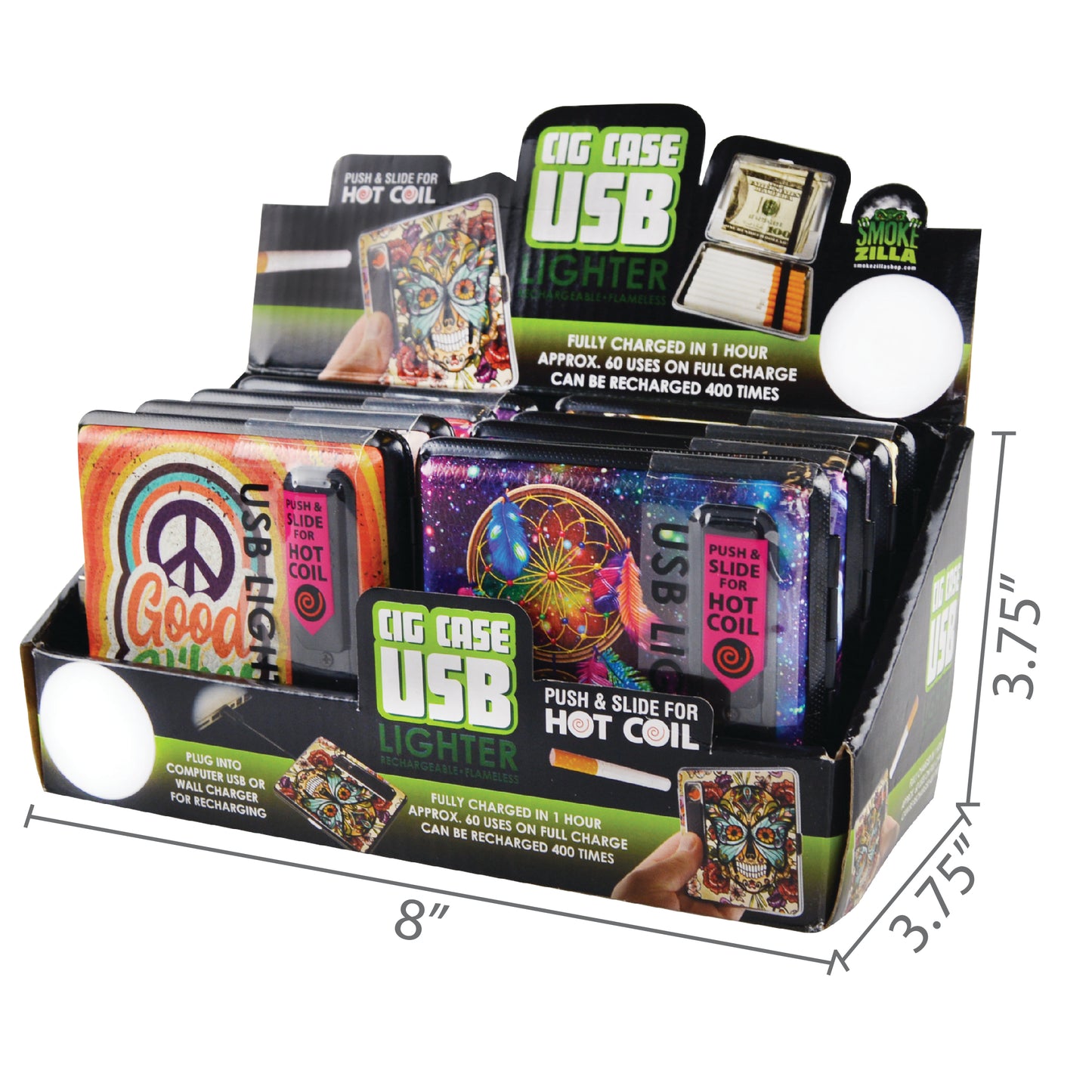 USB Cigarette Case Display Specs