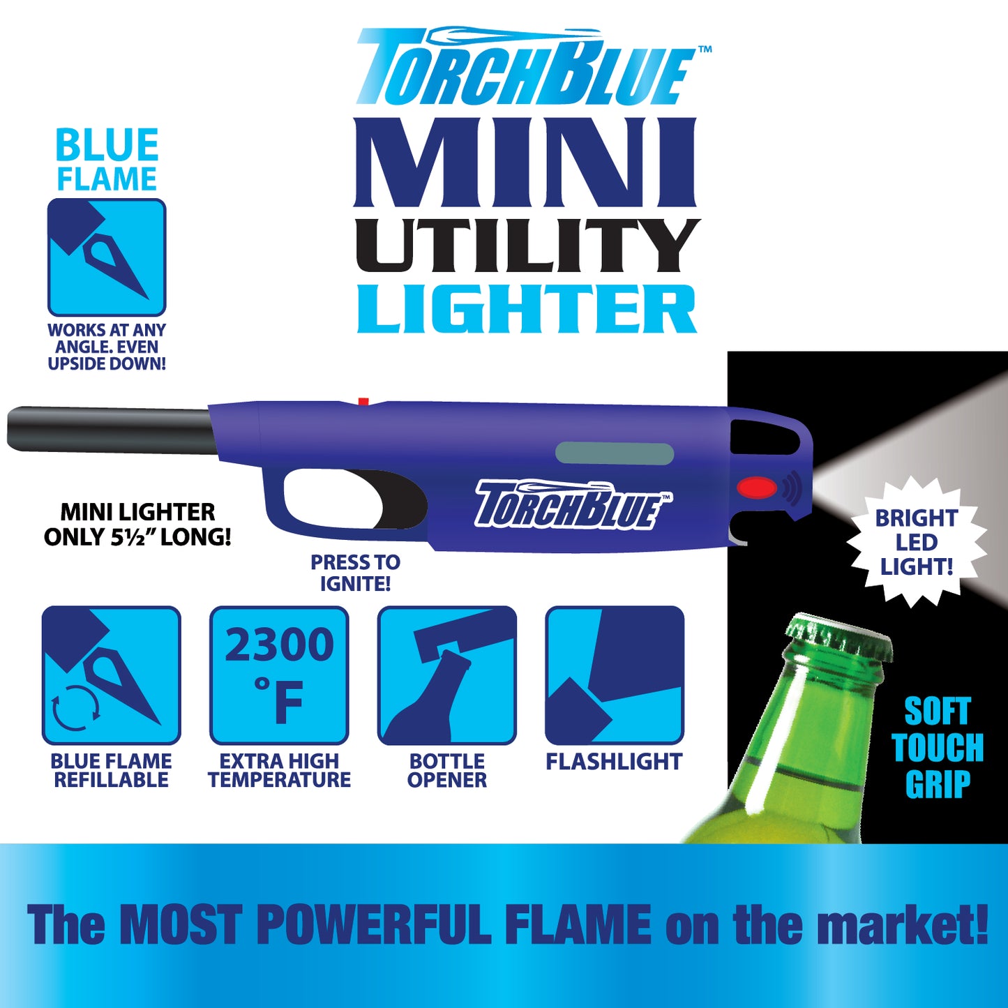 ITEM NUMBER 026327 TORCH BLUE MINI UTILITY LIGHTER 12 PIECES PER DISPLAY