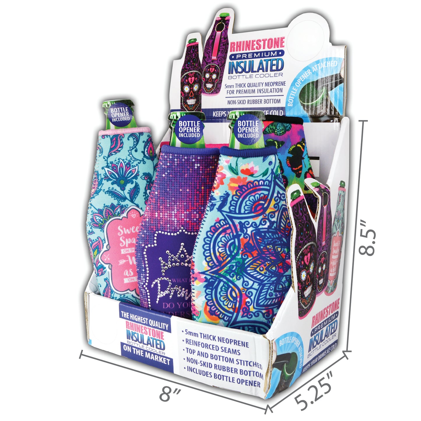ITEM NUMBER 026448 RHINESTONE BOTTLE COOLER 6 PIECES PER DISPLAY