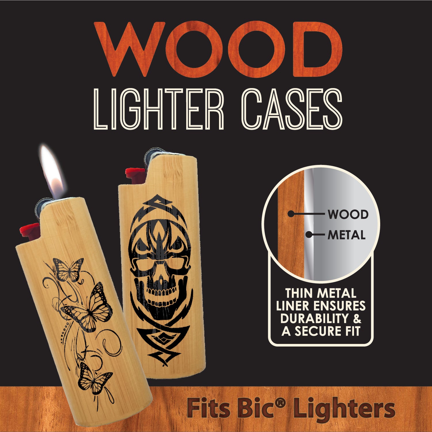 ITEM NUMBER 023223 WOOD LIGHTER CASE MIX B 12 PIECES PER DISPLAY – Novelty  Closeout