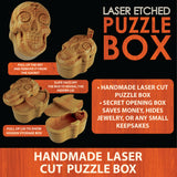 Wood Skull Puzzle Storage Box- 6 Pieces Per Retail Ready Display 28905
