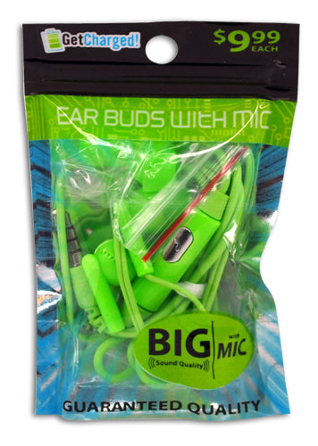 ITEM NUMBER 029408 BAG NEON EARBUDS MIC 3 PIECES PER PACK