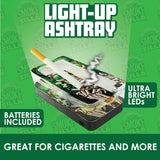 Glass Ashtray with LED Light Up Design- 6 Per Retail Ready Wholesale Display 30028
